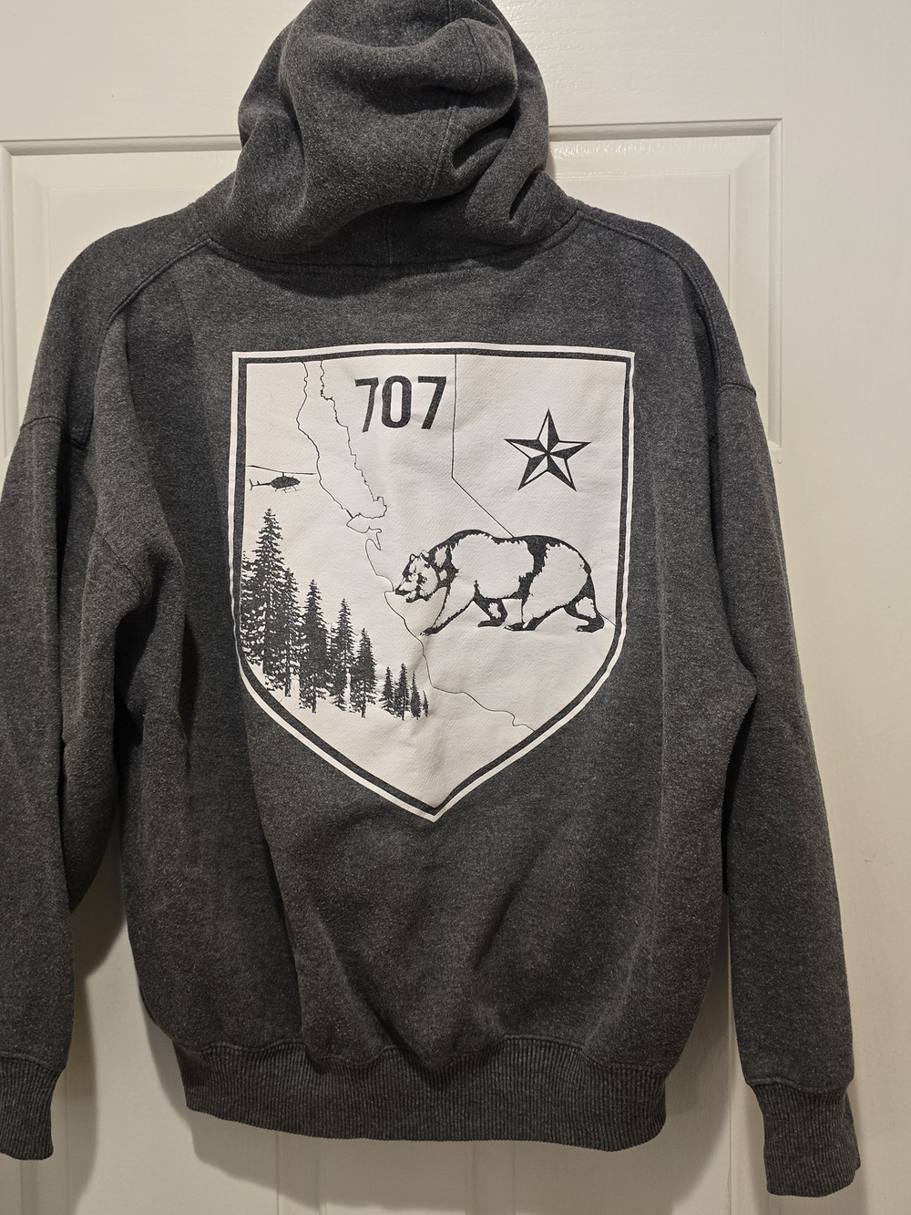 King Sportswear 707 California Bear Heavyweight Pullover Hoodie Gray Size Medium